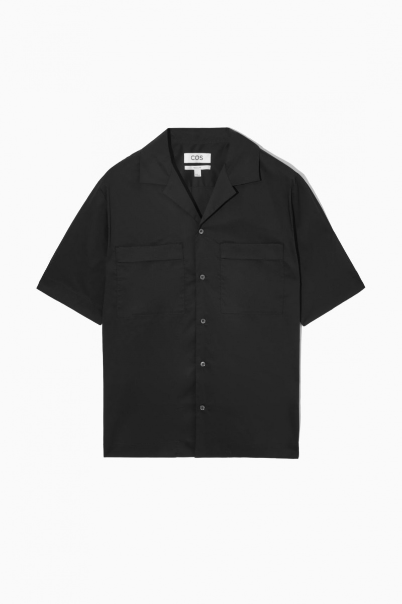 Men's COS Short-Sleeved Utility Shirts Black NZ-68TSYKGJA