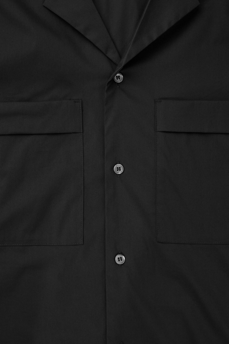 Men's COS Short-Sleeved Utility Shirts Black NZ-68TSYKGJA