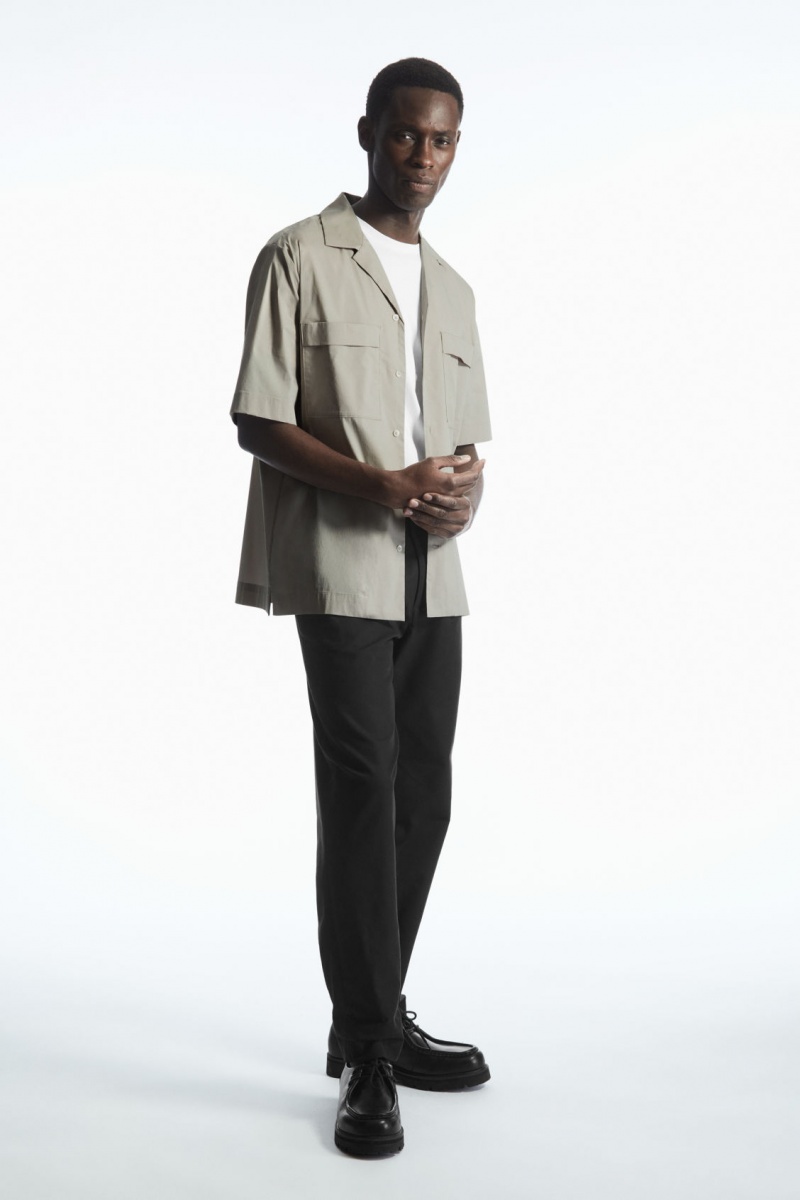Men's COS Short-Sleeved Utility Shirts Grey NZ-76ZAHEYFU