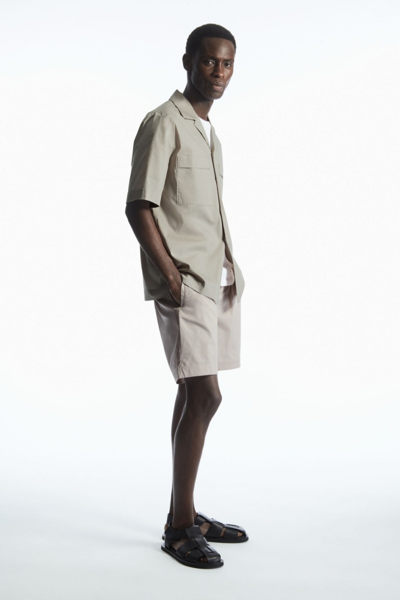 Men's COS Short-Sleeved Utility Shirts Grey NZ-76ZAHEYFU