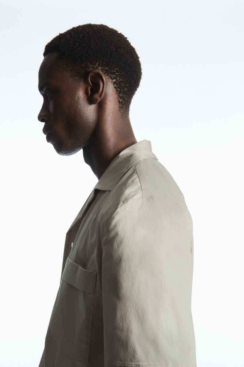 Men's COS Short-Sleeved Utility Shirts Grey NZ-76ZAHEYFU