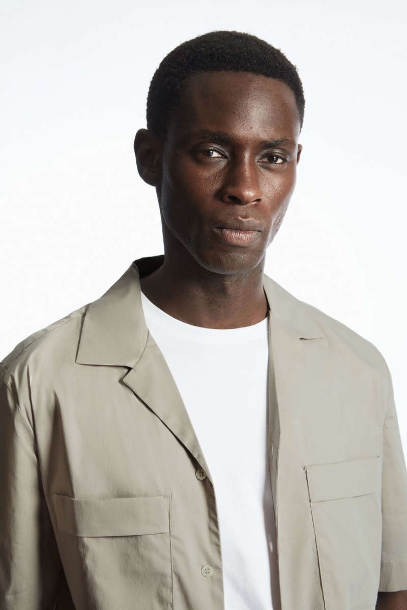 Men's COS Short-Sleeved Utility Shirts Grey NZ-76ZAHEYFU