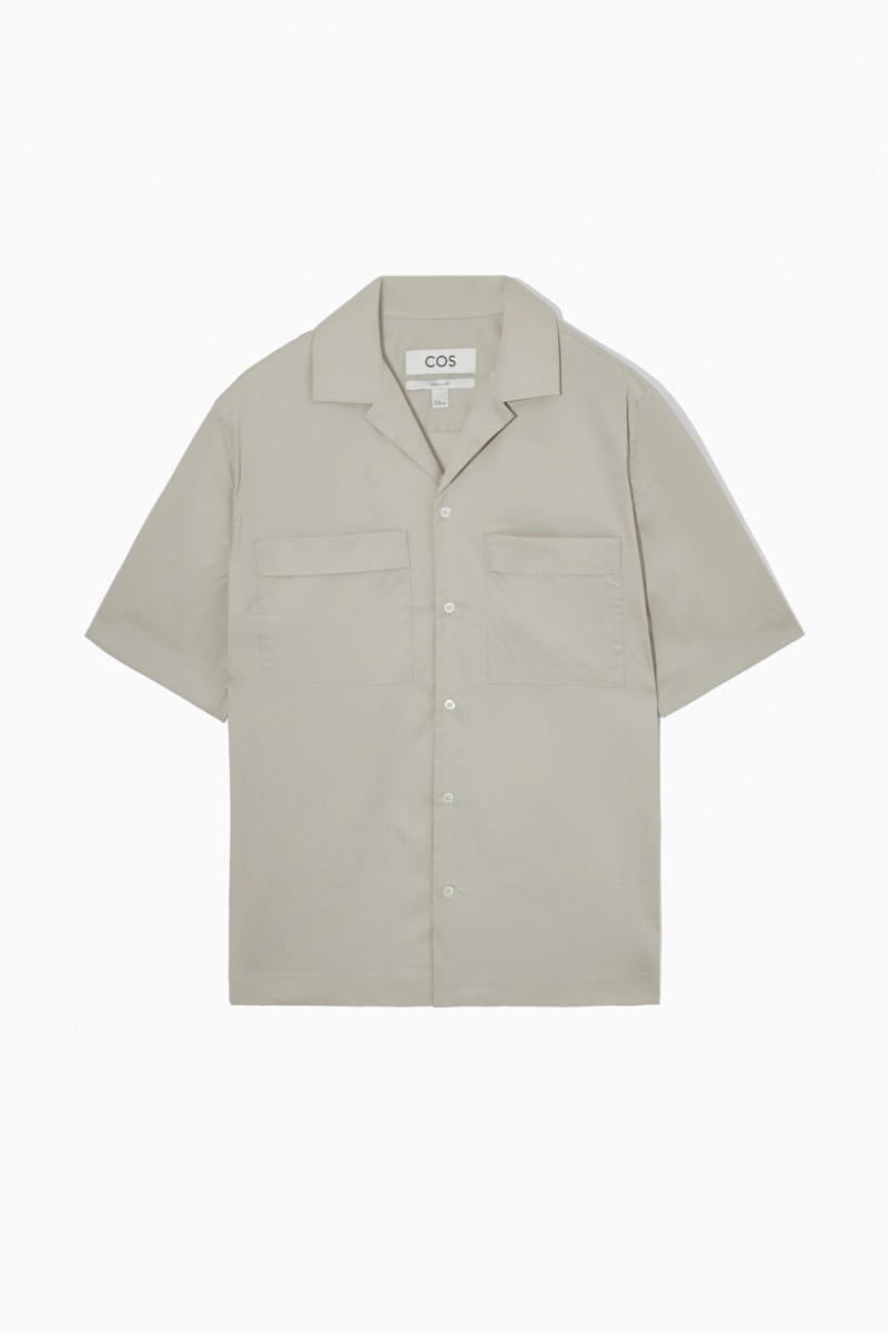 Men's COS Short-Sleeved Utility Shirts Grey NZ-76ZAHEYFU