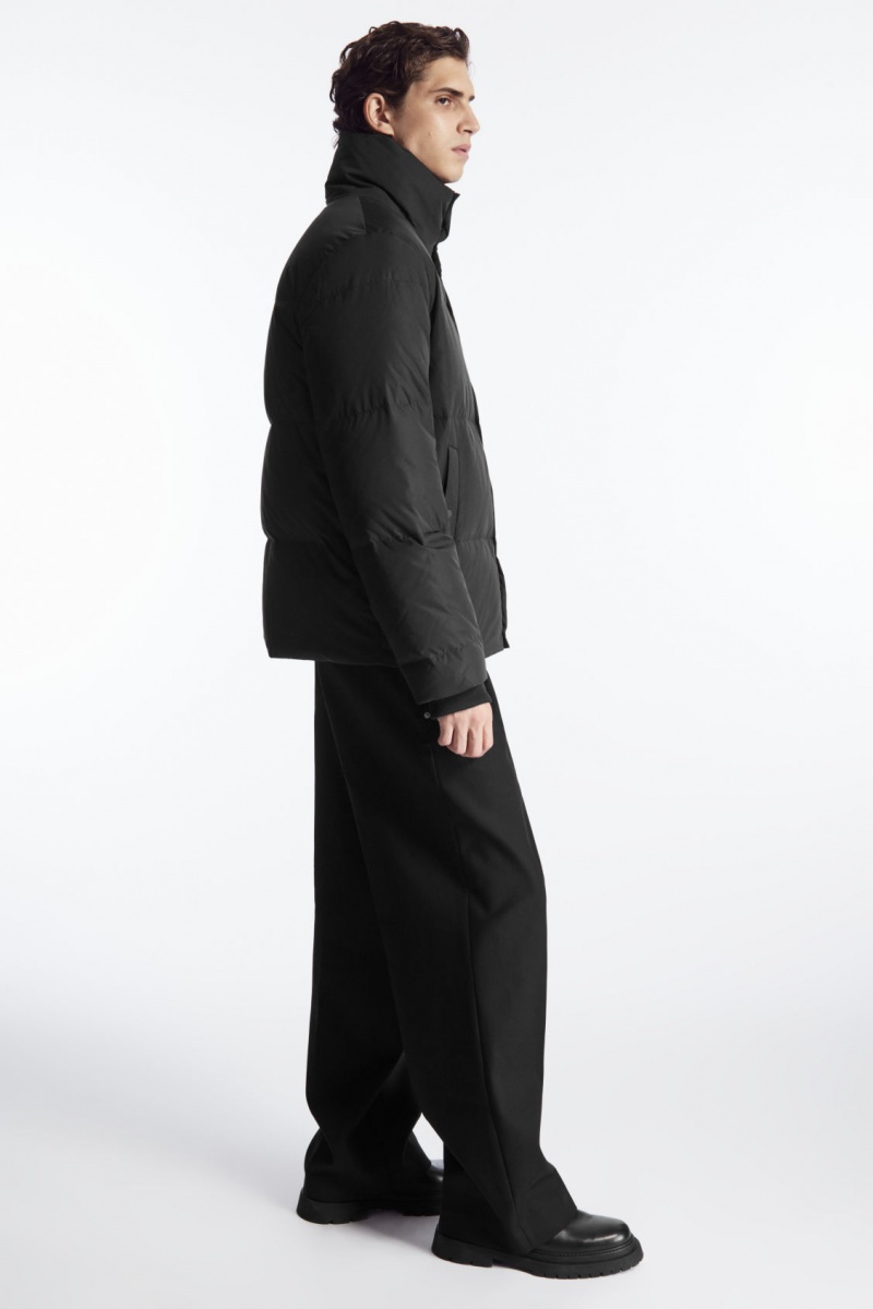 Men's COS Short Puffer Jackets Black NZ-23ZBQOALU