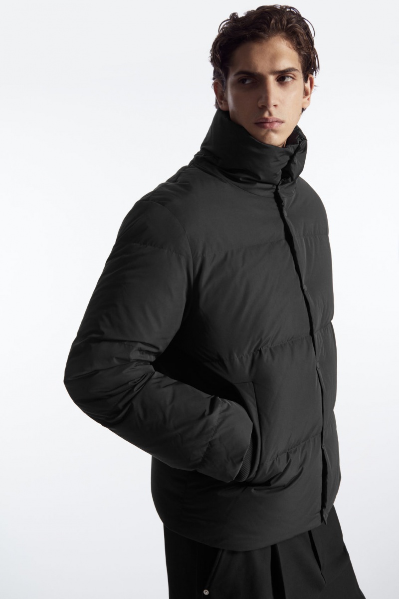Men's COS Short Puffer Jackets Black NZ-23ZBQOALU
