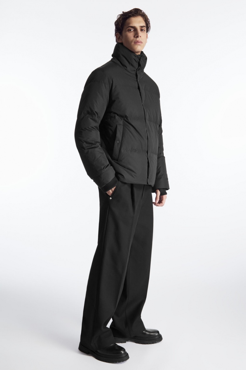 Men\'s COS Short Puffer Jackets Black NZ-23ZBQOALU