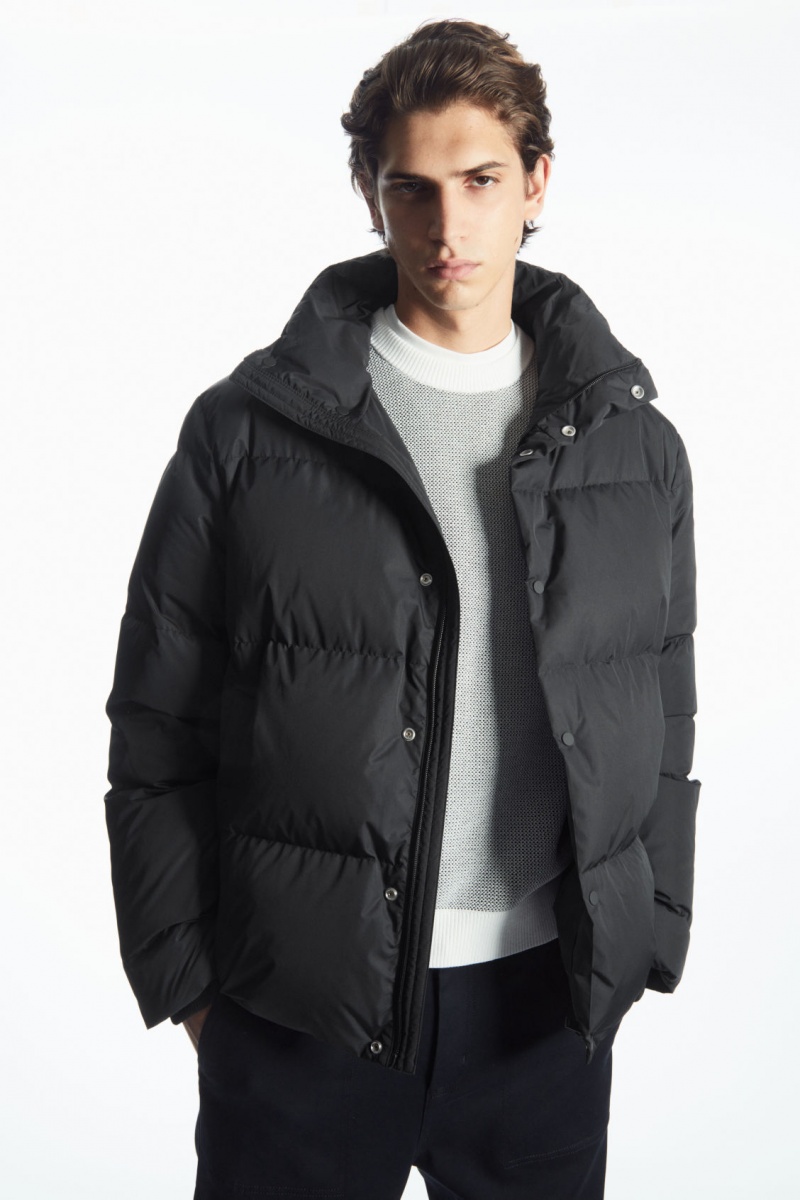 Men's COS Short Puffer Jackets Black NZ-90DBNPCMQ