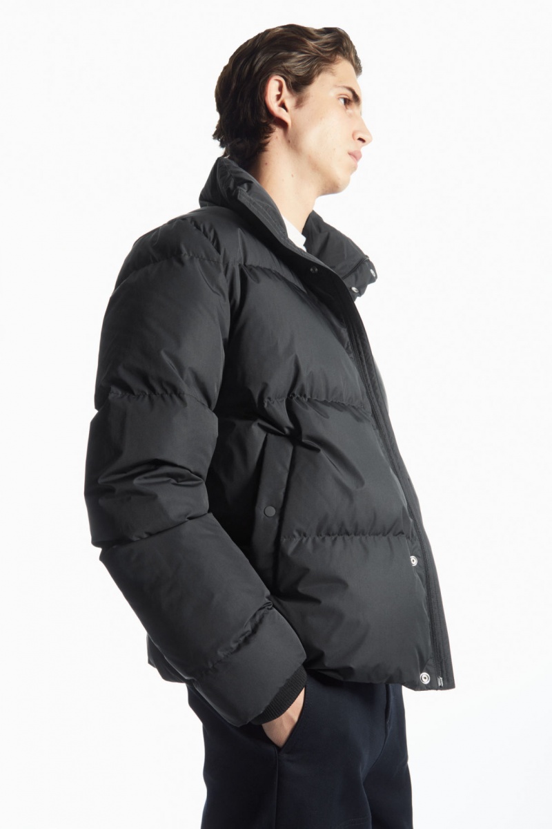 Men's COS Short Puffer Jackets Black NZ-90DBNPCMQ