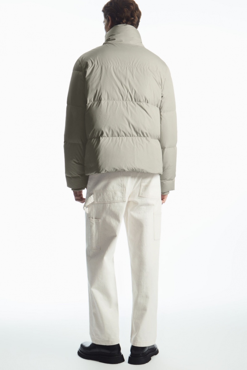 Men's COS Short Puffer Jackets Grey / Beige NZ-80TBQVUWN