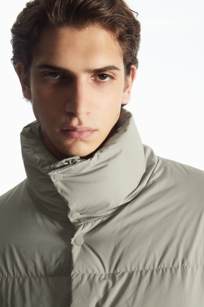 Men's COS Short Puffer Jackets Grey / Beige NZ-80TBQVUWN