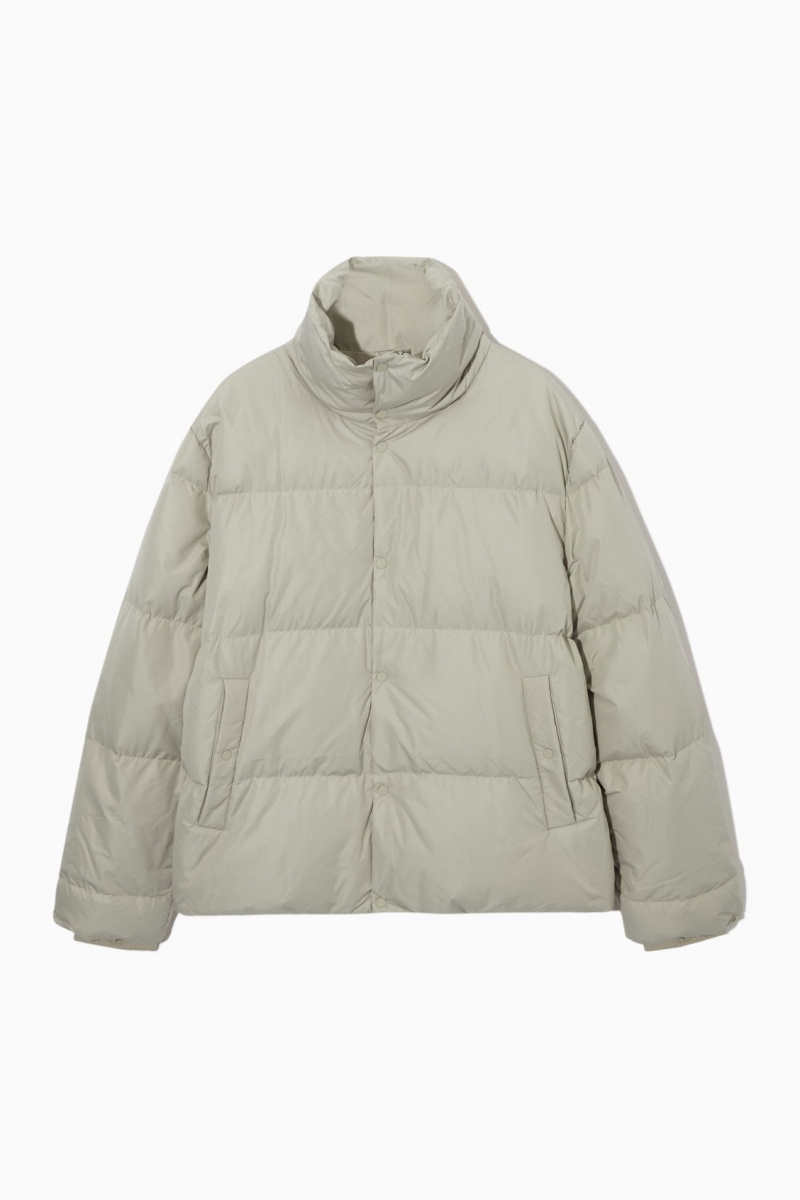Men's COS Short Puffer Jackets Grey / Beige NZ-80TBQVUWN