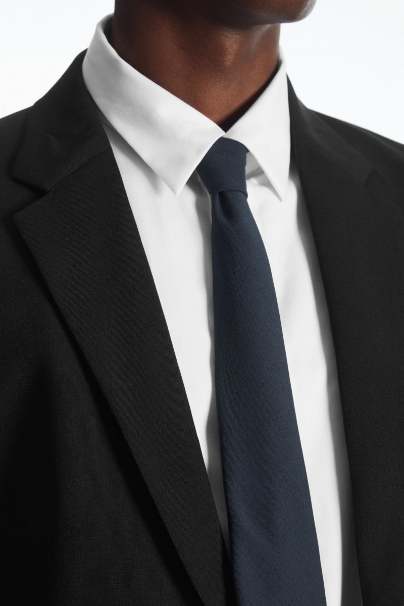 Men's COS Silk-Lined Wool Ties Navy NZ-09PSCDBZF