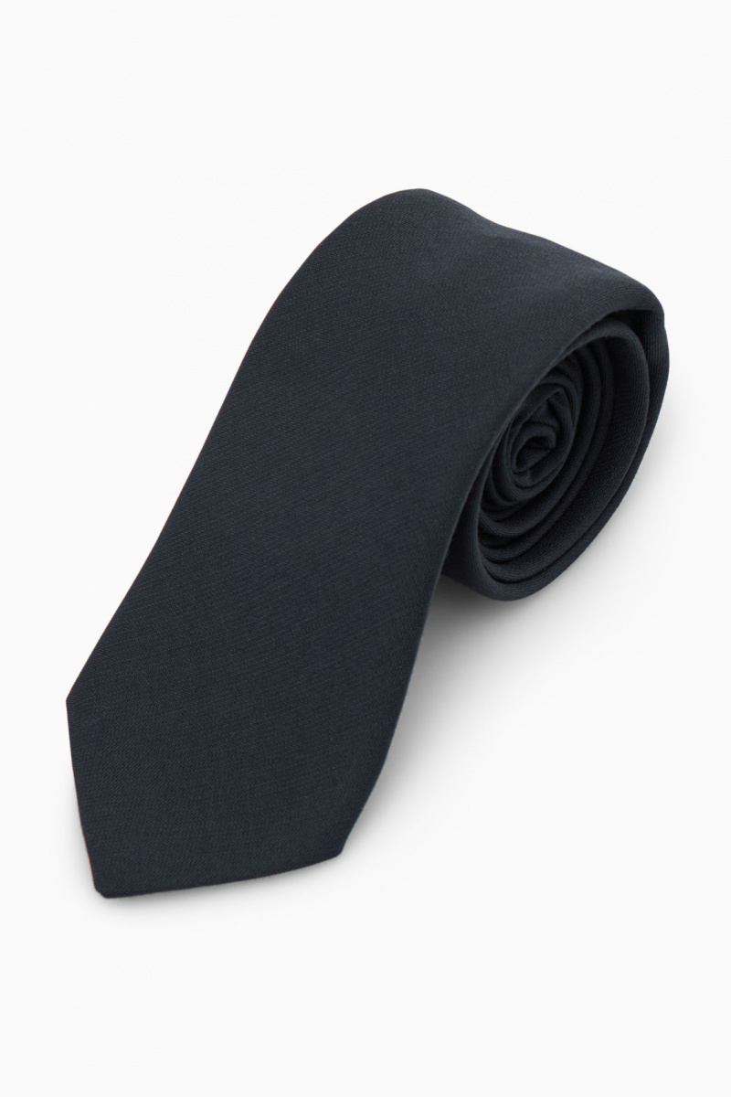 Men's COS Silk-Lined Wool Ties Navy NZ-09PSCDBZF