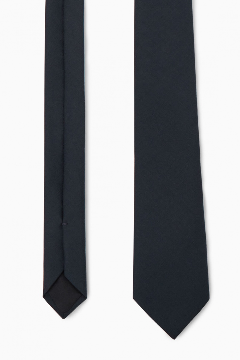 Men's COS Silk-Lined Wool Ties Navy NZ-09PSCDBZF