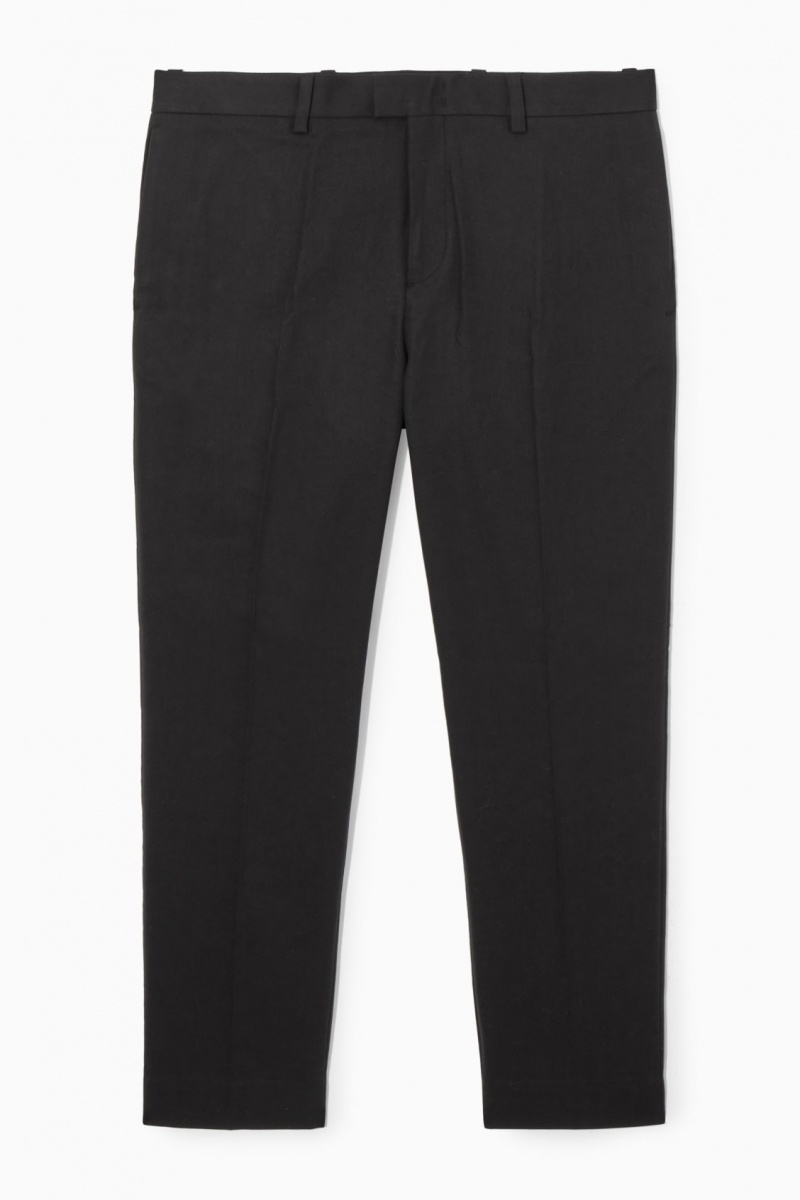 Men's COS Slim-Leg Tailored Cotton Pants Black NZ-23ZMXHYFL