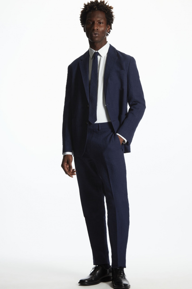 Men's COS Slim Checked Ties Navy NZ-80JGSHIKN