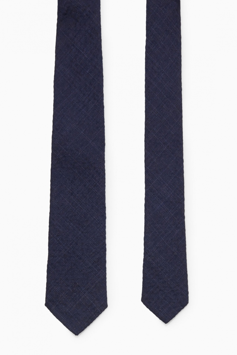 Men's COS Slim Checked Ties Navy NZ-80JGSHIKN
