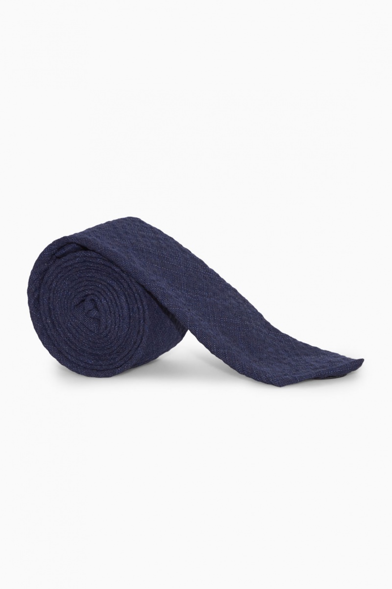 Men's COS Slim Checked Ties Navy NZ-80JGSHIKN