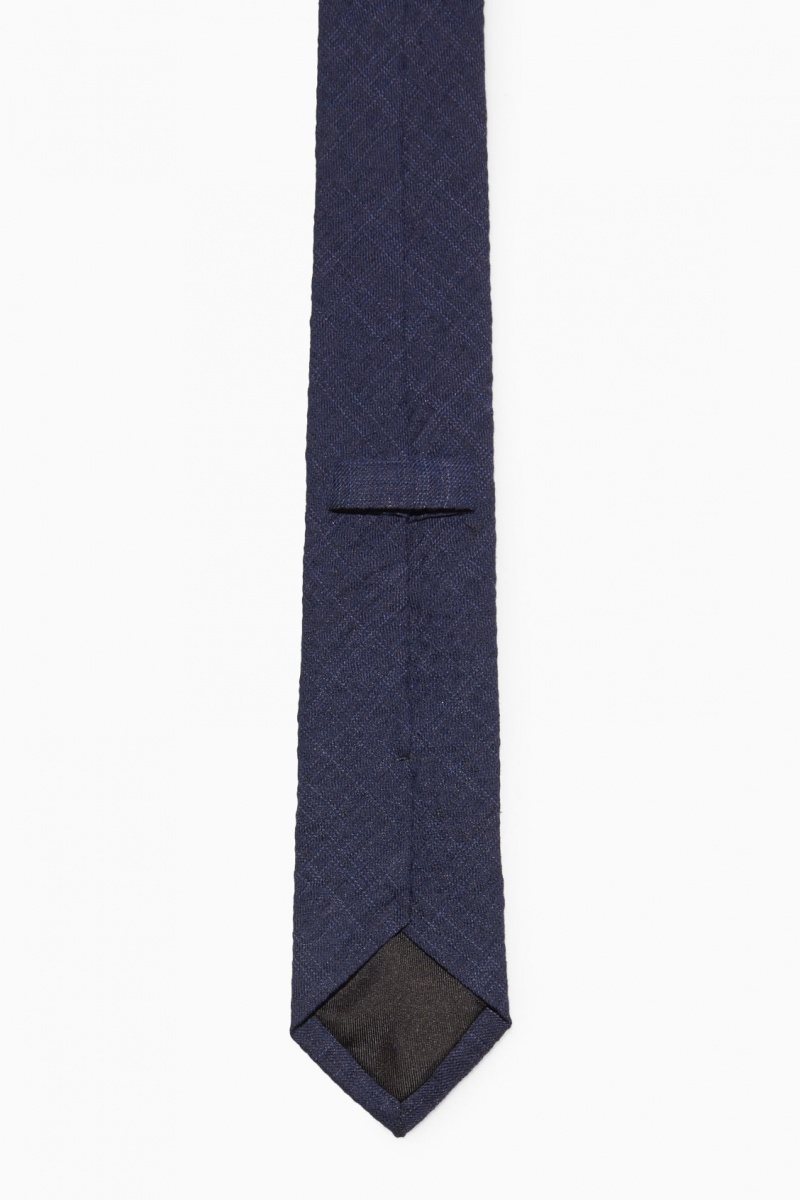 Men's COS Slim Checked Ties Navy NZ-80JGSHIKN