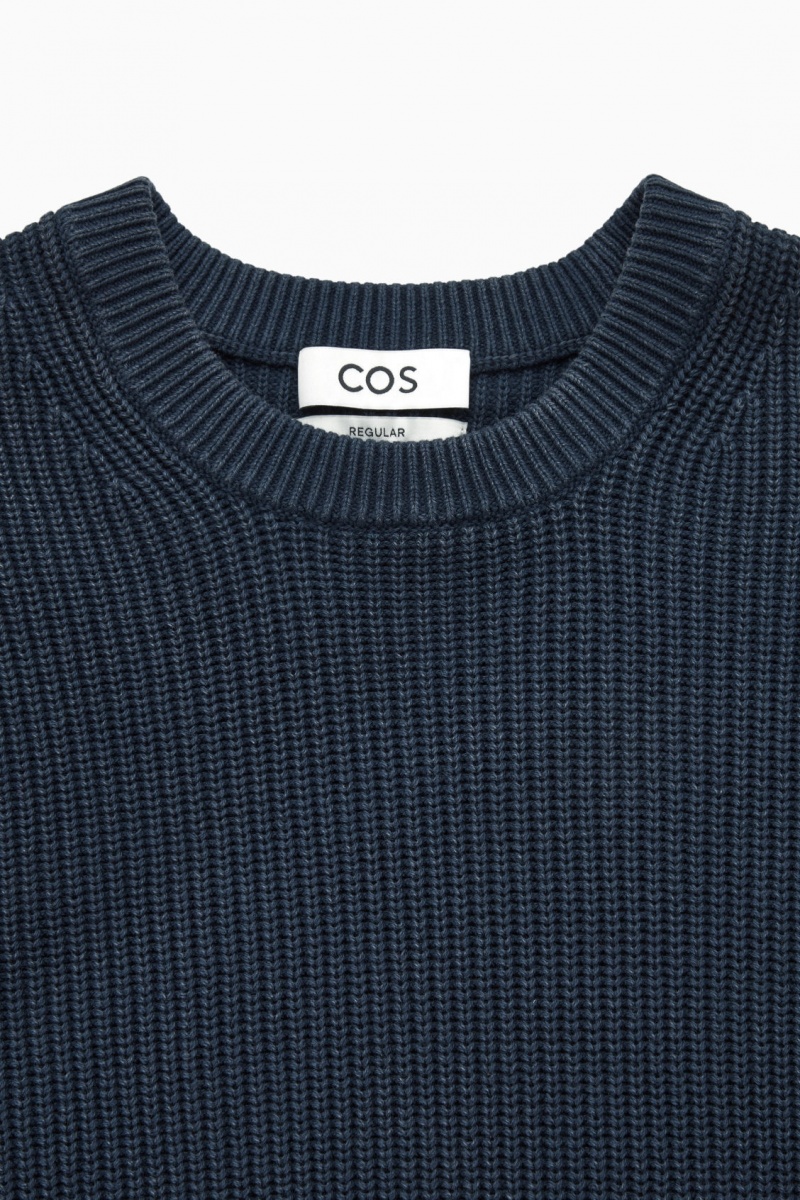 Men's COS Stone-Washed Knitted Sweaters Navy NZ-93OVHBUPK