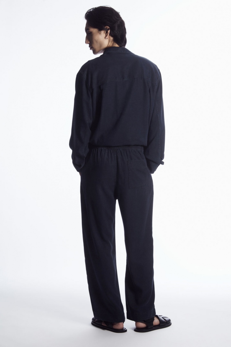 Men's COS Straight-Leg Lightweight Denim Pants Navy NZ-35TIJFYWX
