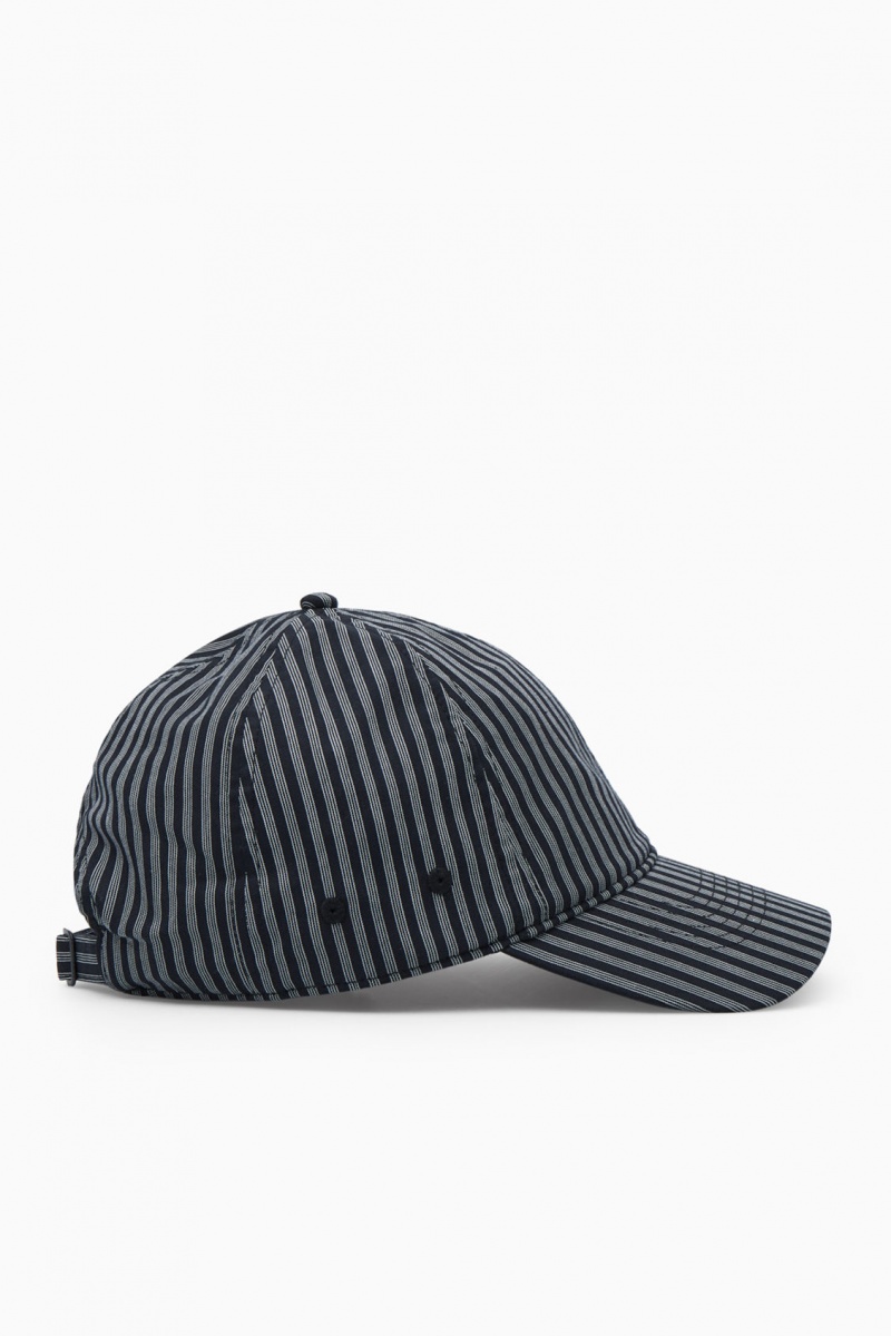 Men's COS Striped Baseball Caps Navy NZ-78NMDZCBF