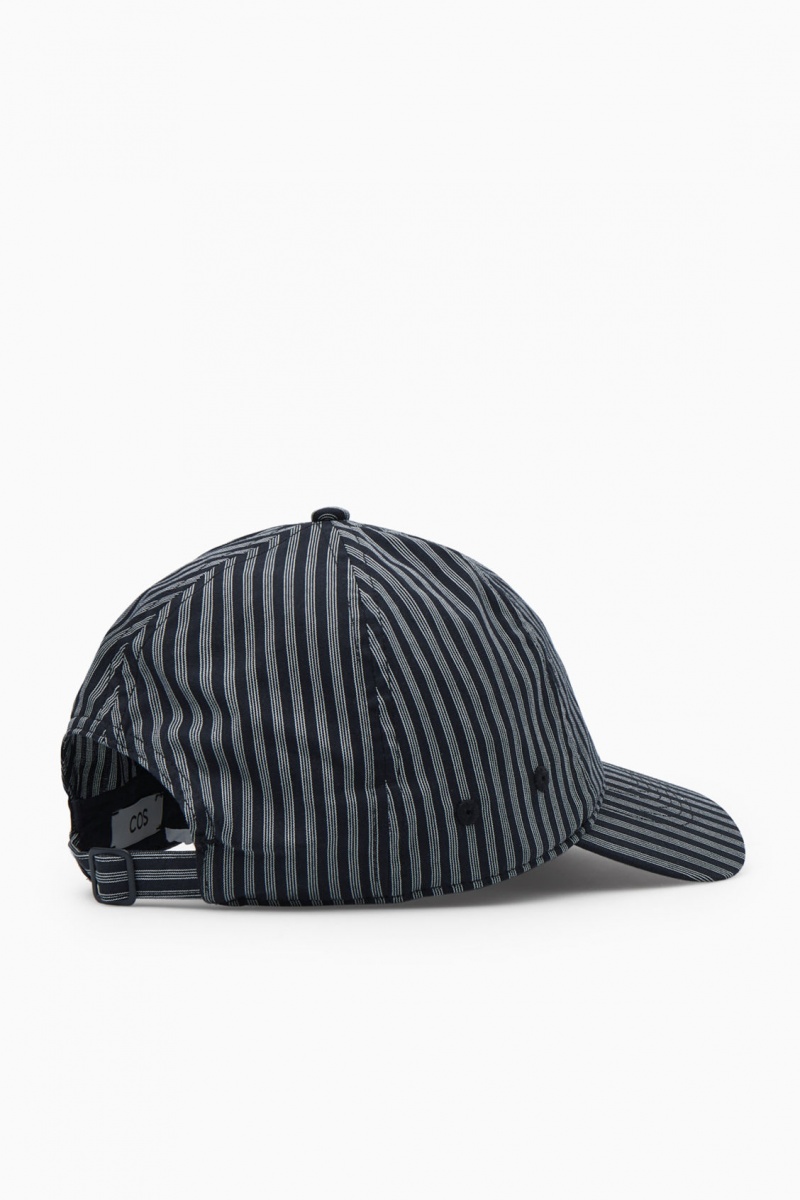 Men's COS Striped Baseball Caps Navy NZ-78NMDZCBF