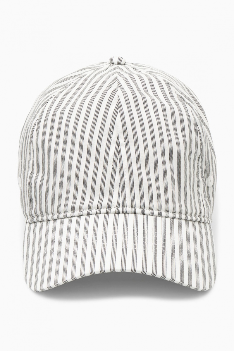 Men's COS Striped Baseball Caps White NZ-95HGDKBZX