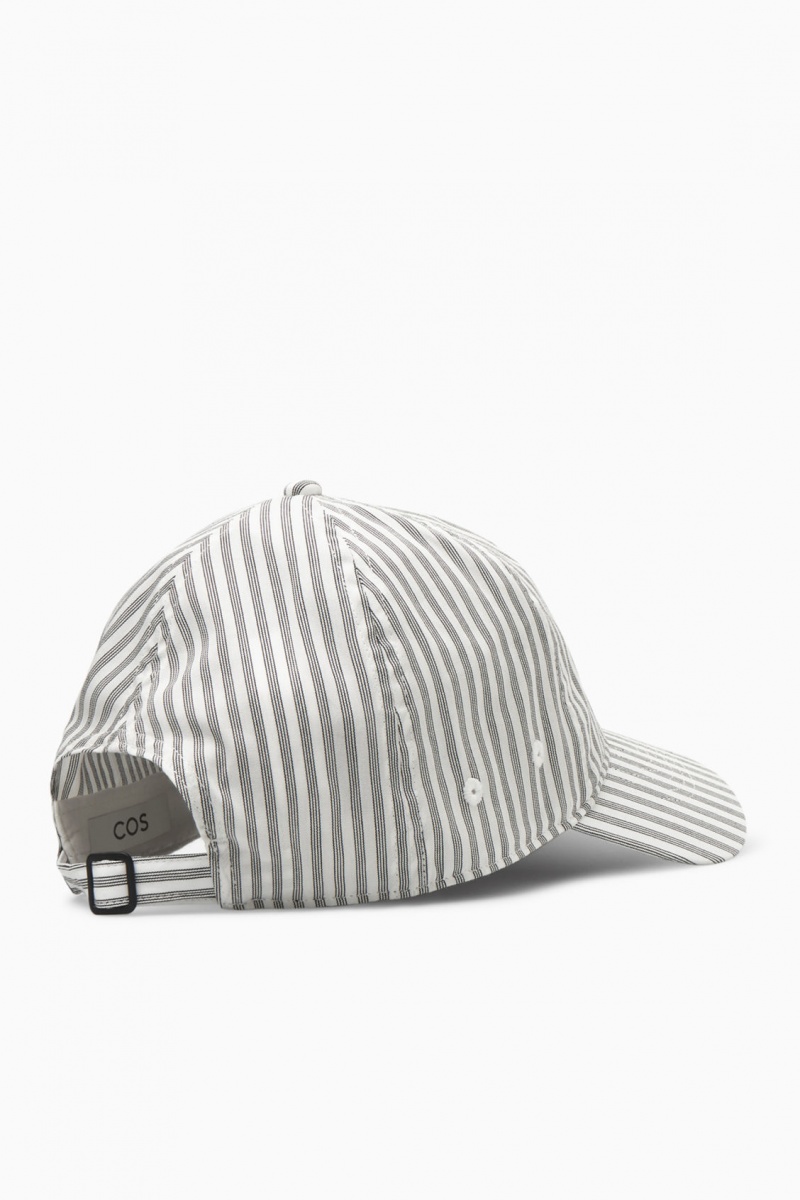 Men's COS Striped Baseball Caps White NZ-95HGDKBZX