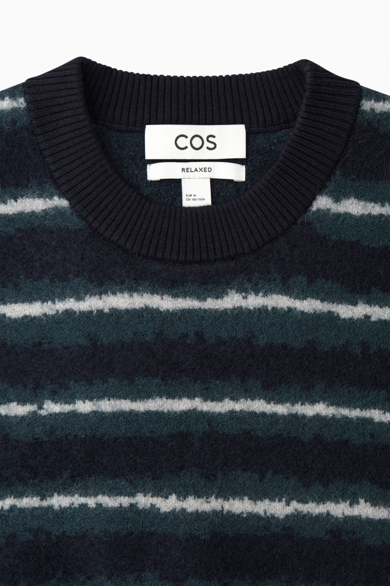 Men's COS Striped Boiled-Wool Sweaters Navy NZ-65YXCNHPB