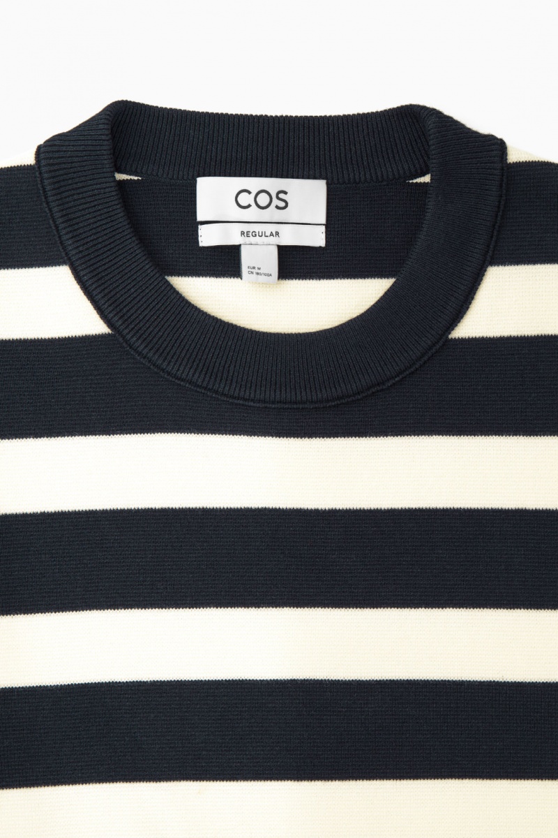 Men's COS Striped Knitted Sweaters Navy NZ-86ETSYINA
