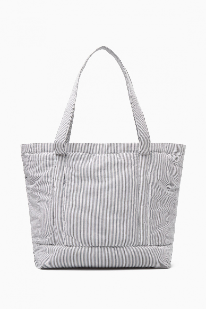 Men's COS Striped Padded Tote Bags Light Grey NZ-62JRMFGCO
