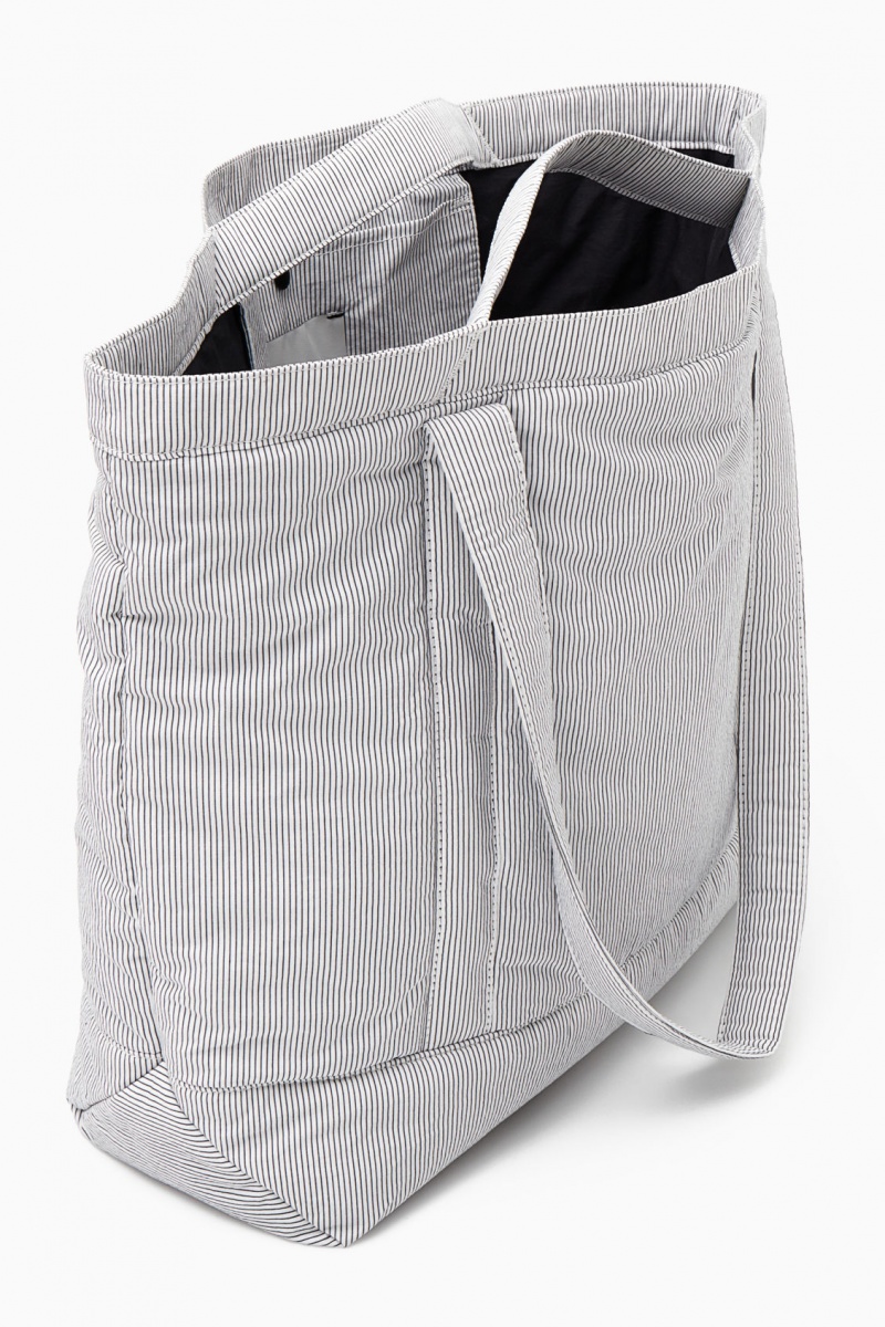 Men's COS Striped Padded Tote Bags Light Grey NZ-62JRMFGCO