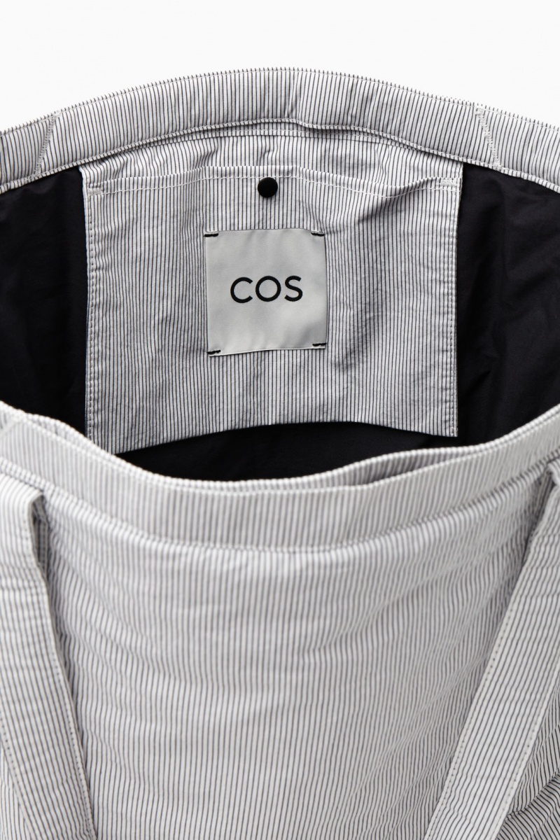 Men's COS Striped Padded Tote Bags Light Grey NZ-62JRMFGCO