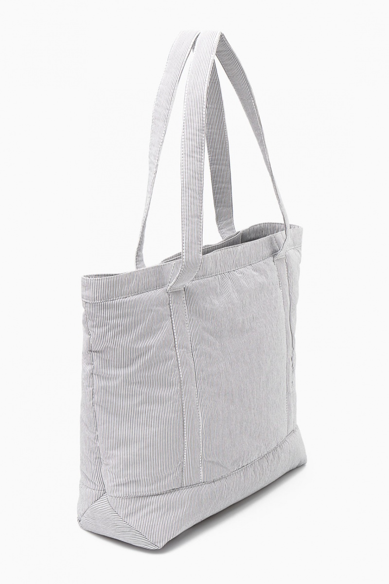 Men's COS Striped Padded Tote Bags Light Grey NZ-91YQTKJVO
