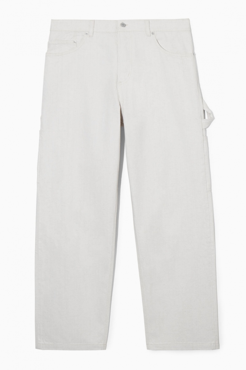 Men's COS System Straight Jeans White NZ-05EJWVZAP