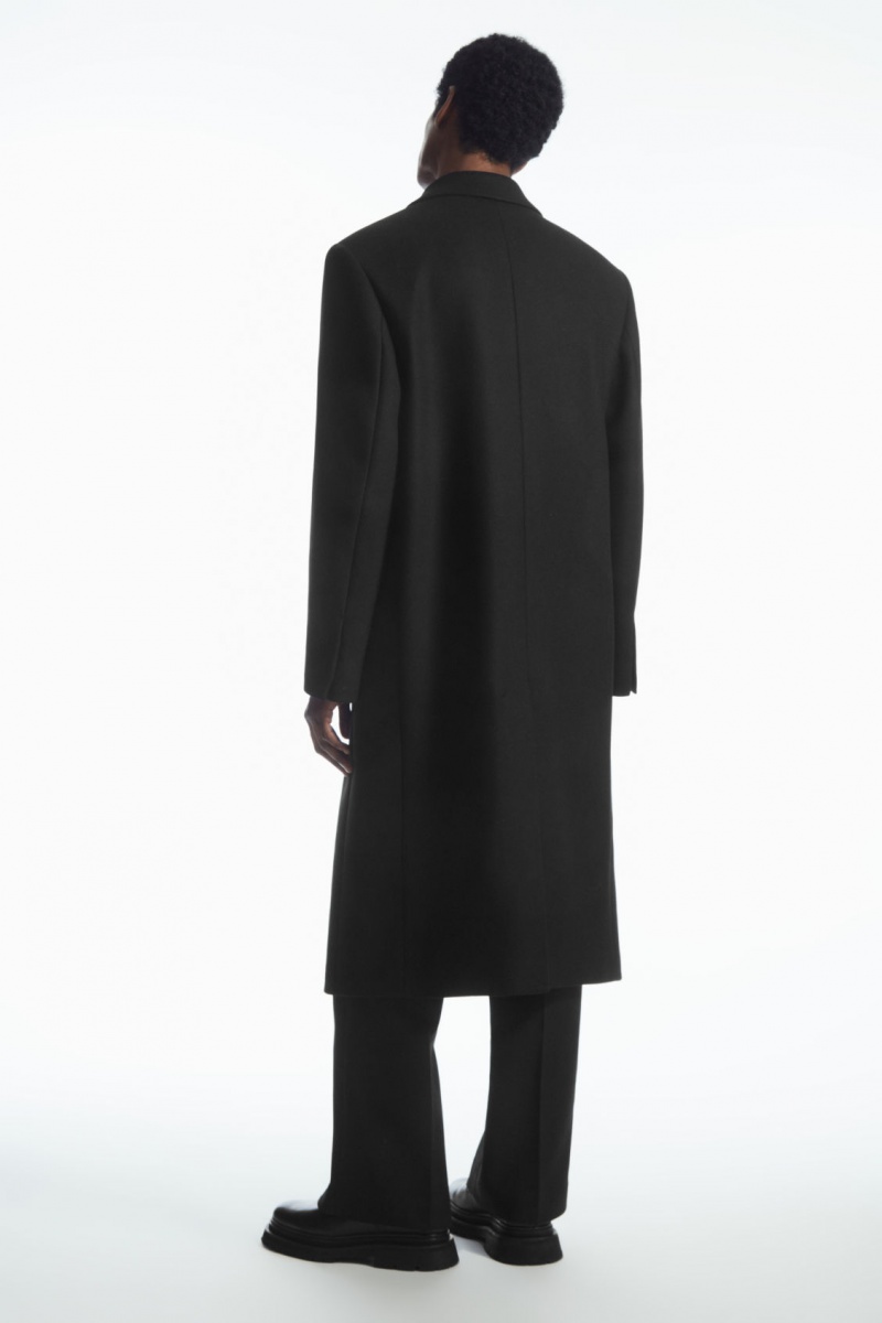 Men's COS Tailored Wool Over Coats Black NZ-39OIAPWMH
