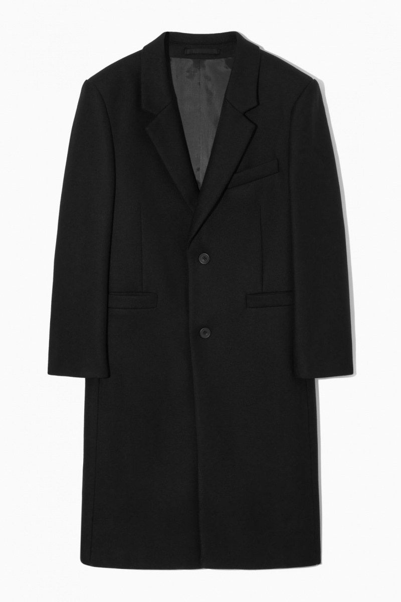 Men's COS Tailored Wool Over Coats Black NZ-39OIAPWMH