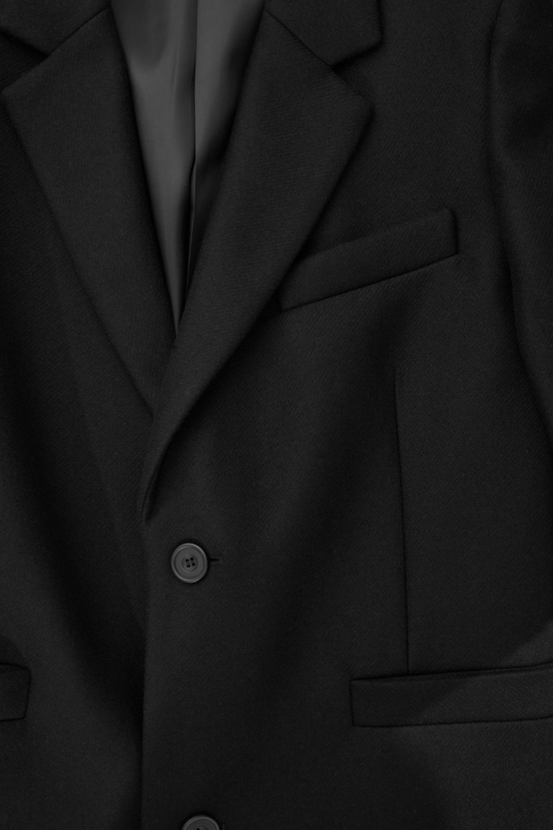 Men's COS Tailored Wool Over Coats Black NZ-39OIAPWMH