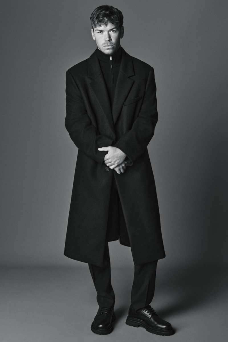 Men's COS Tailored Wool Over Coats Black NZ-39OIAPWMH