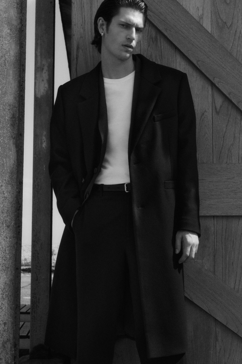 Men's COS Tailored Wool Over Coats Black NZ-39OIAPWMH