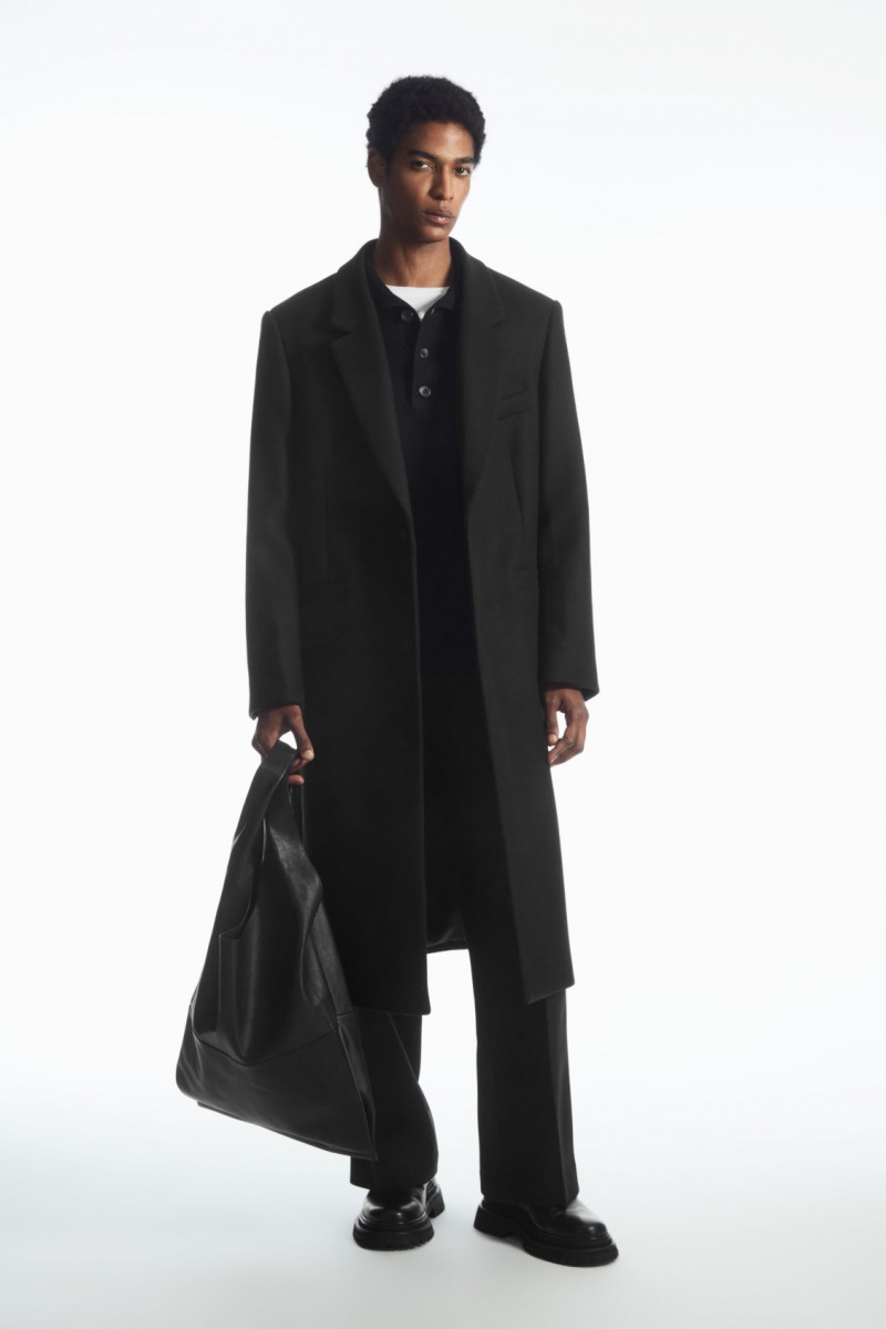 Men\'s COS Tailored Wool Over Coats Black NZ-39OIAPWMH