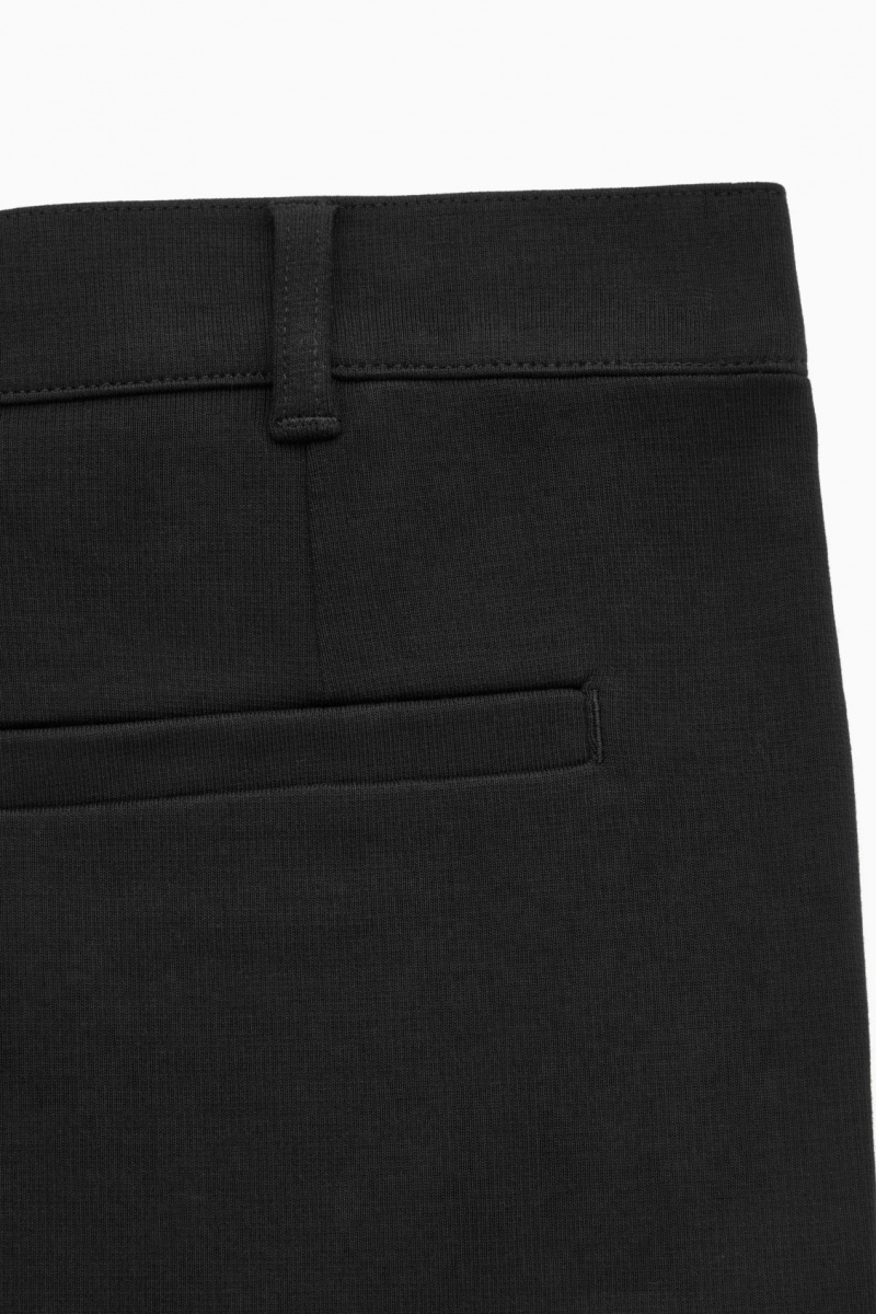 Men's COS Tapered Cotton-Jersey Pants Black NZ-67EGFXKVM