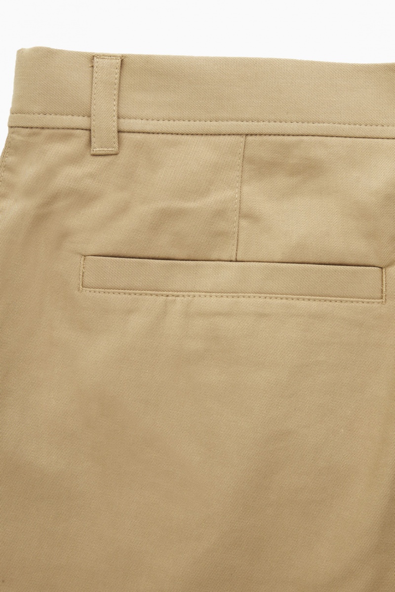 Men's COS Tapered Pleated Twill Chino Pants Beige NZ-63IGAVHYC