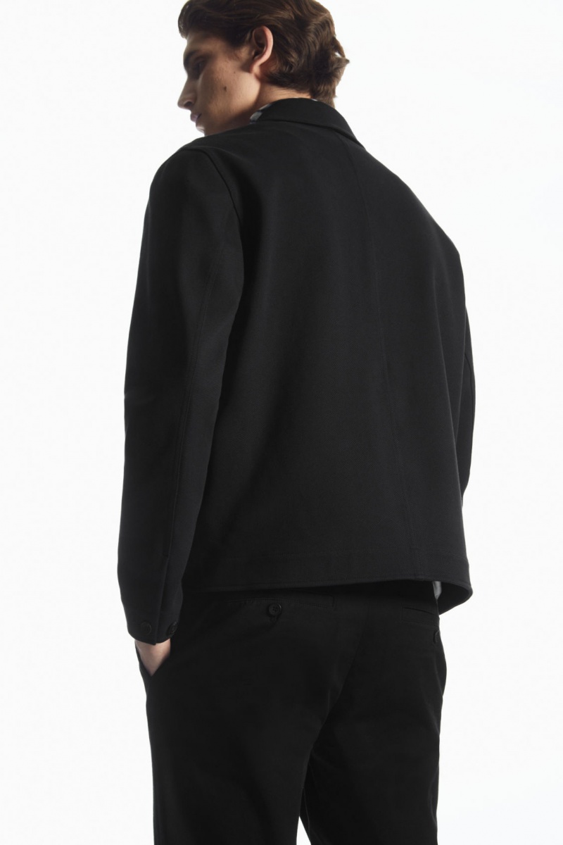 Men's COS Tapered Twill Chino Pants Black NZ-07BVCSUOR