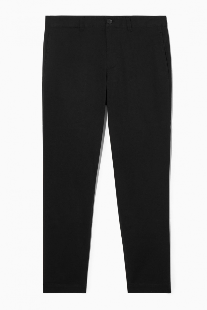 Men's COS Tapered Twill Chino Pants Black NZ-07BVCSUOR