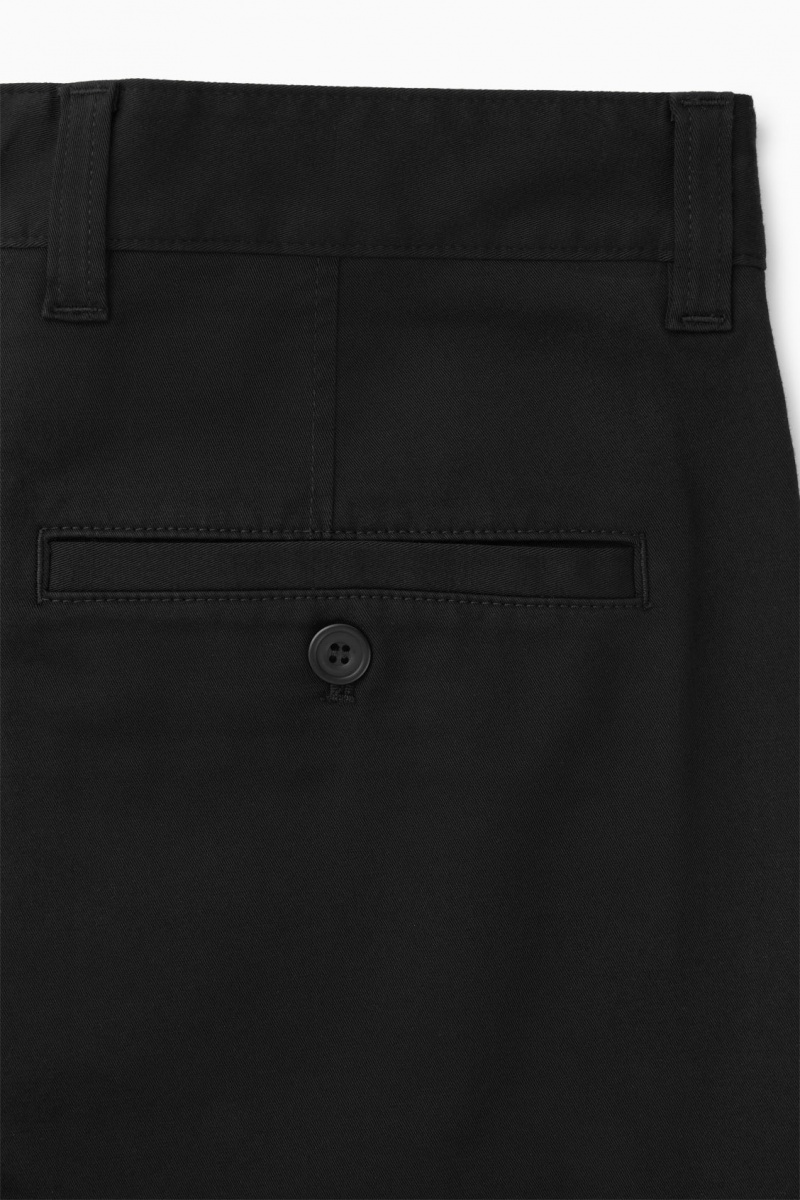 Men's COS Tapered Twill Chino Pants Black NZ-07BVCSUOR
