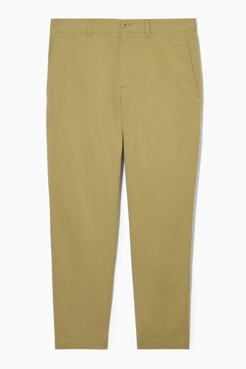 Men's COS Tapered Twill Chino Pants Dark Beige NZ-15NYGRJQB
