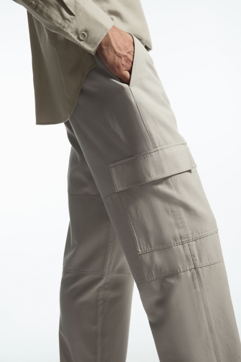 Men's COS Tapered Utility Trousers Grey NZ-10GAVHYDF