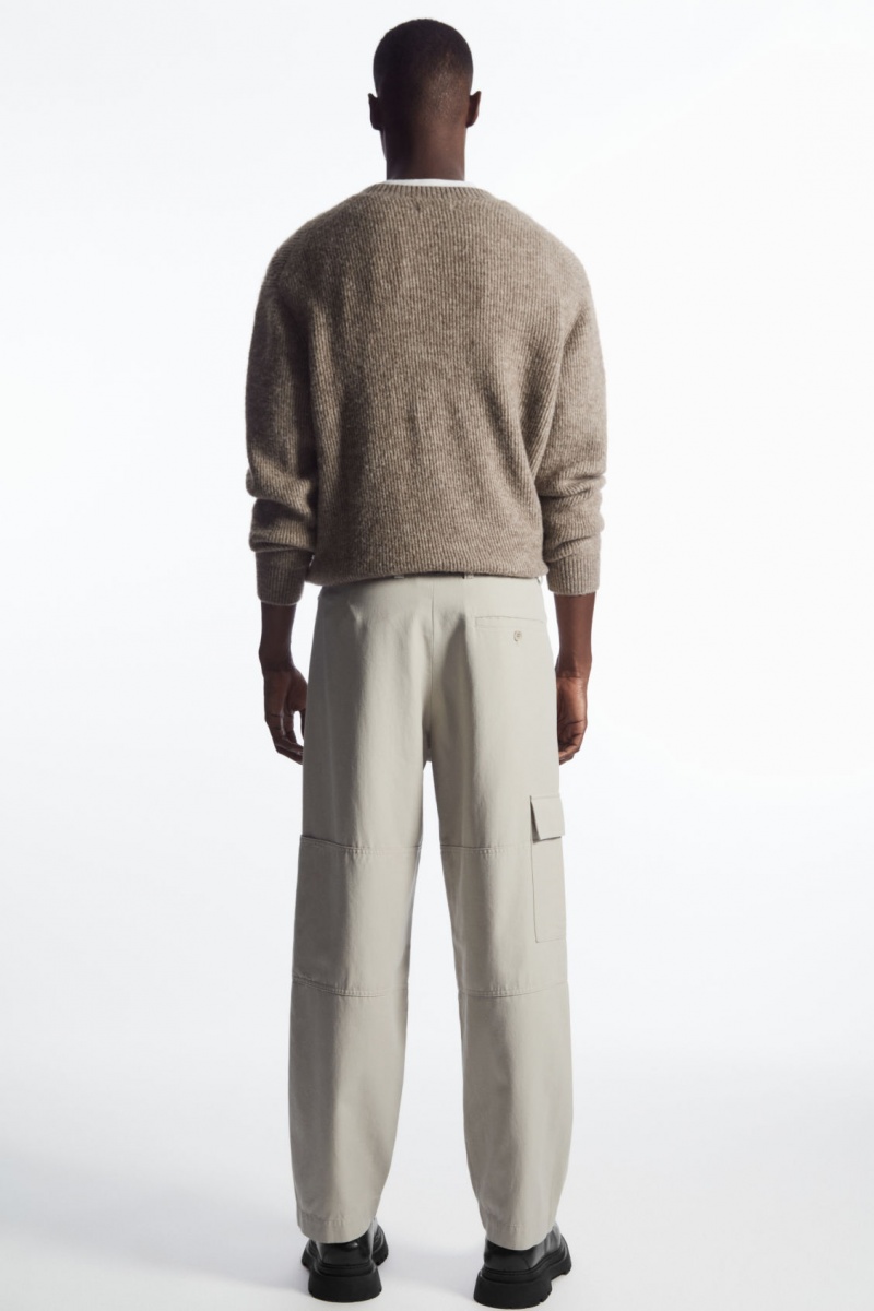 Men's COS Tapered Utility Trousers Grey NZ-10GAVHYDF